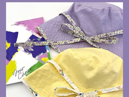 Floral Print Piped Bucket Hat