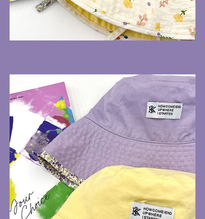 Floral Print Piped Bucket Hat
