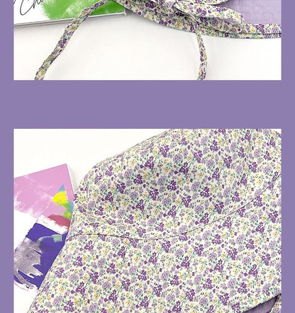 Floral Print Piped Bucket Hat
