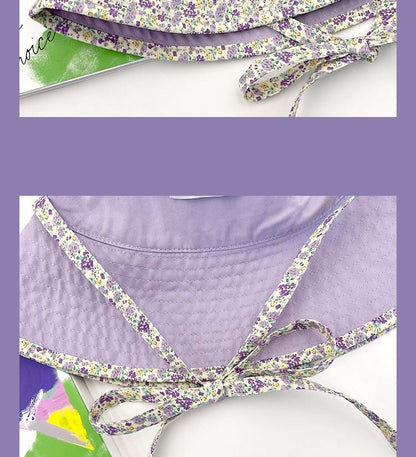 Floral Print Piped Bucket Hat