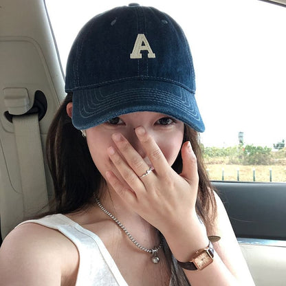 Lettering Denim Baseball Cap