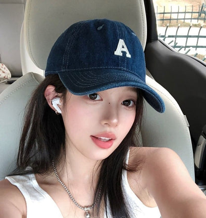 Lettering Denim Baseball Cap