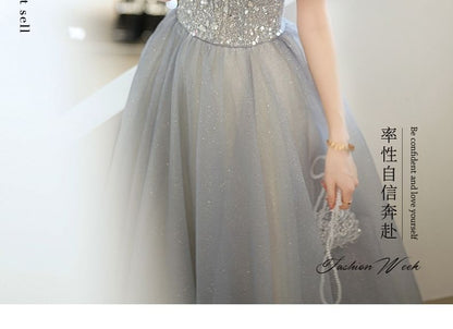 A-Line Gown Designs) Glitter (Various Short-Sleeve V-Neck Evening