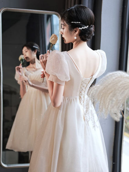 Dress Short-Sleeve Evening / Gown Glitter A-Line V-Neck Party