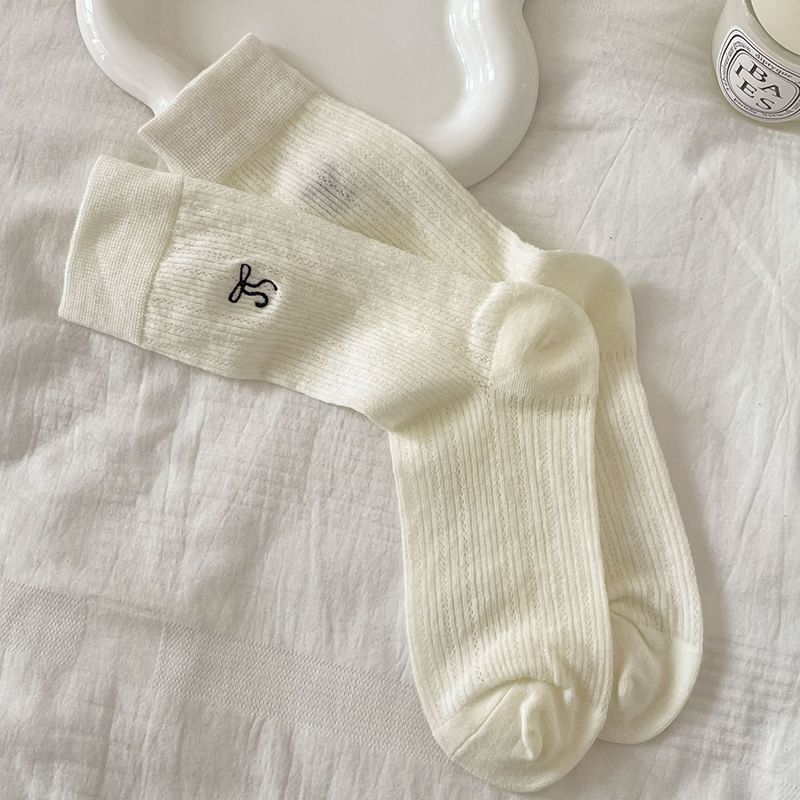 Bow Embroidered Socks Set