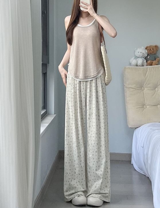 Floral High Waist Wide Leg Sweatpants