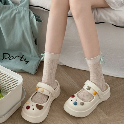 Bow Lettuce Edge Socks