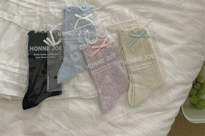 Bow Lettuce Edge Socks