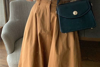 Short-Sleeve Collared Plain Blouse