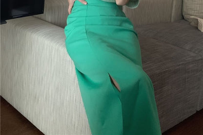 Short-Sleeve Collared Plain Blouse