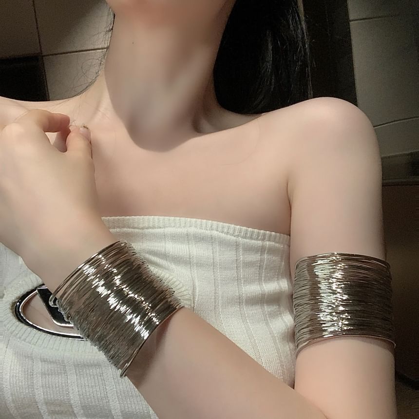 Layered Alloy Open Bangle / Set