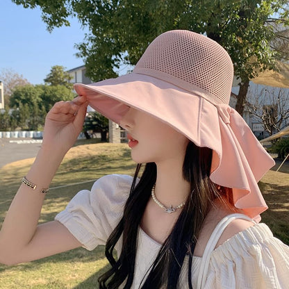 Sun Flap Hat Neck with Bow