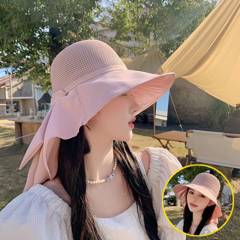 Sun Flap Hat Neck with Bow