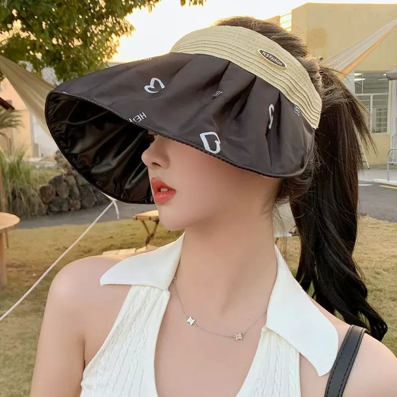 Print Sun Visor Brim Wide Heart