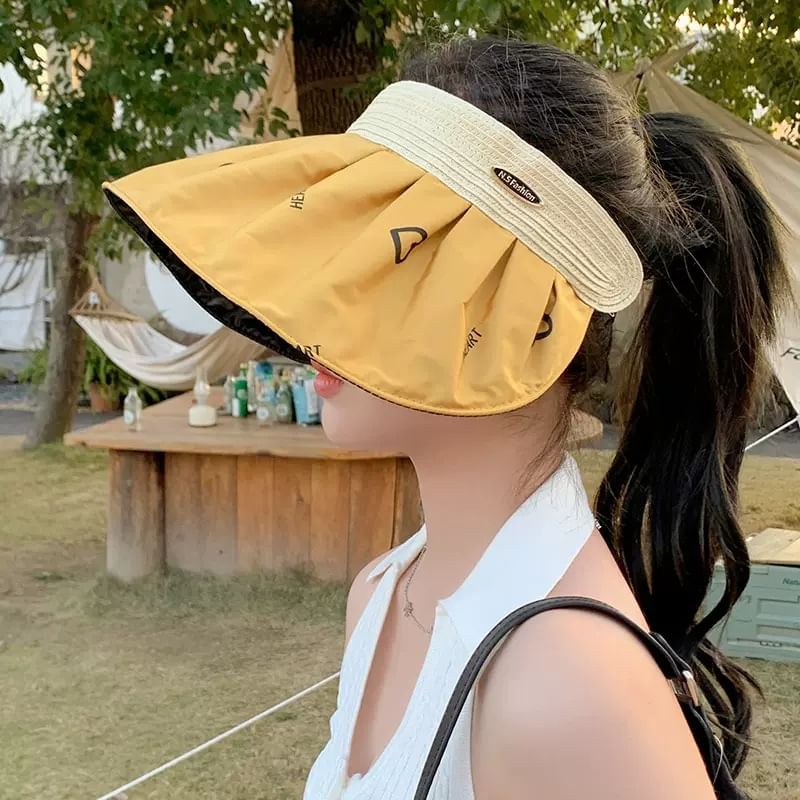 Print Sun Visor Brim Wide Heart