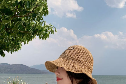 Bow Embroidered Sun Hat Straw