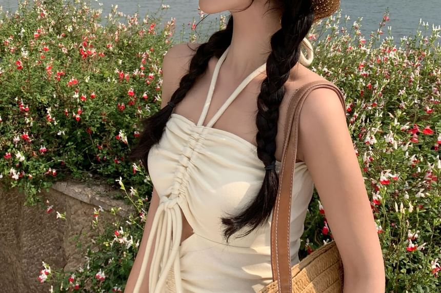 Bow Embroidered Sun Hat Straw