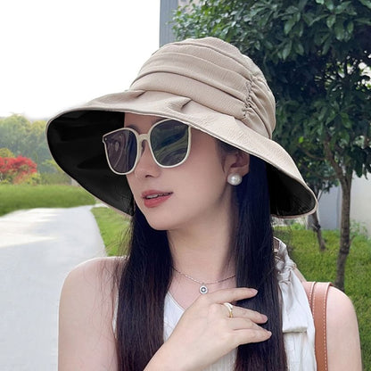 Bow Brim Wide Bucket Hat Ruched