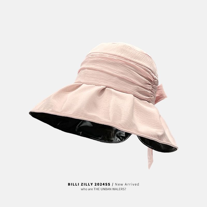 Bow Brim Wide Bucket Hat Ruched