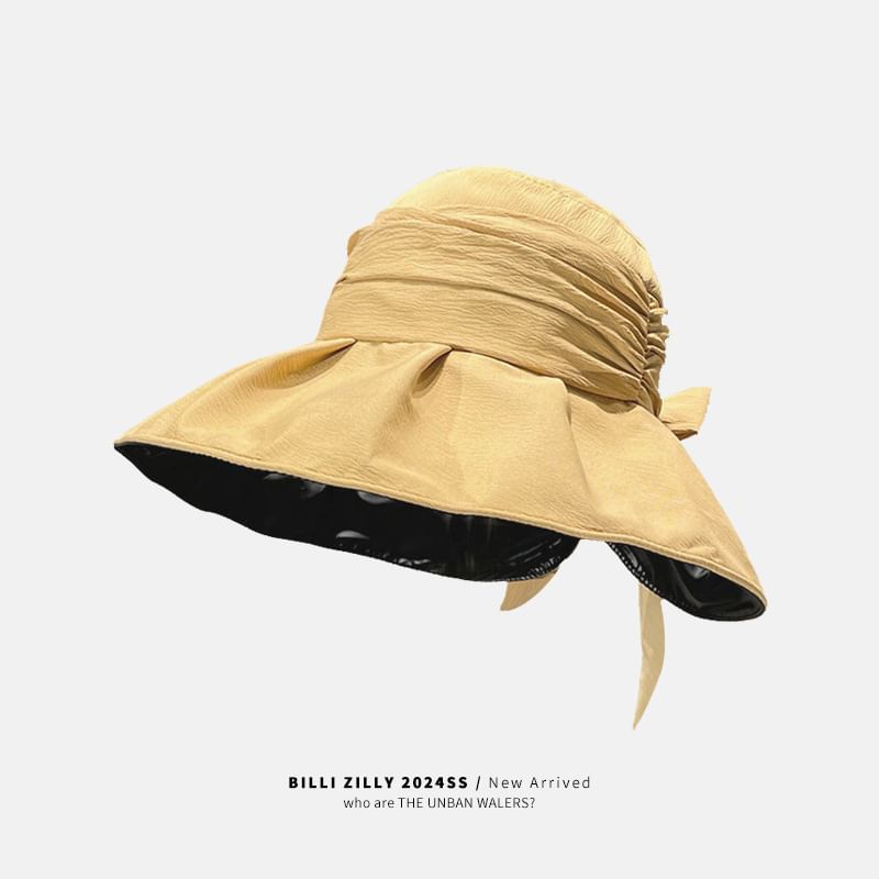 Bow Brim Wide Bucket Hat Ruched