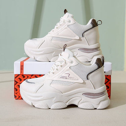 Platform Hidden Wedge Panel Mesh Sneakers
