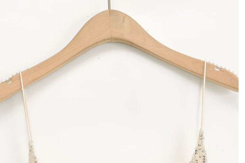 Spaghetti Evening Strap Back Gown Open Sequin Mermaid Neck Scoop