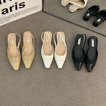 Square Cap Toe Slingback Pumps