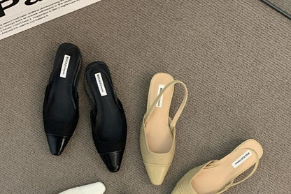 Square Cap Toe Slingback Pumps