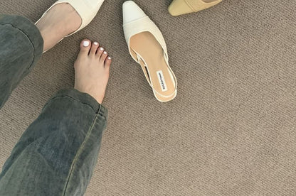 Square Cap Toe Slingback Pumps