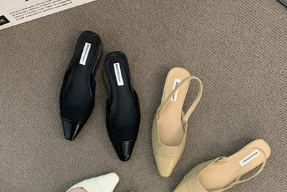 Square Cap Toe Slingback Pumps