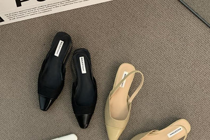 Square Cap Toe Slingback Pumps