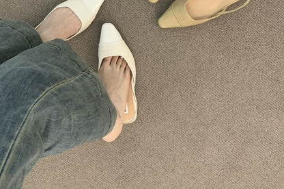 Square Cap Toe Slingback Pumps