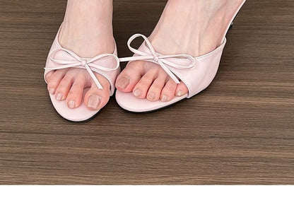 Bow High Heel Slide Sandals