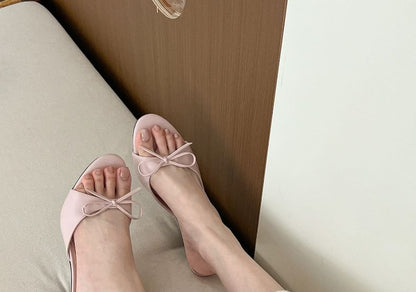 Bow High Heel Slide Sandals
