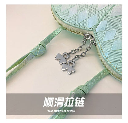 Heart Shape Faux Leather Crossbody Bag