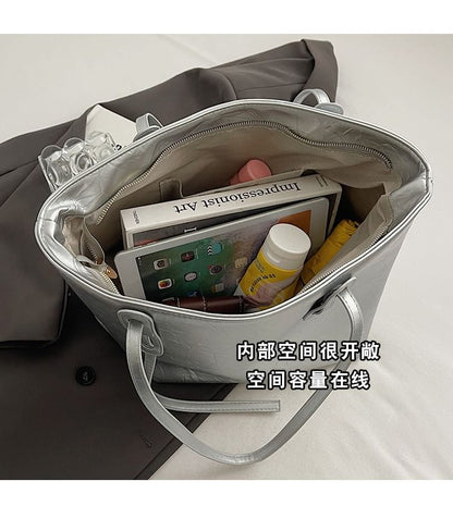 Tote Leather Faux Bag Plain