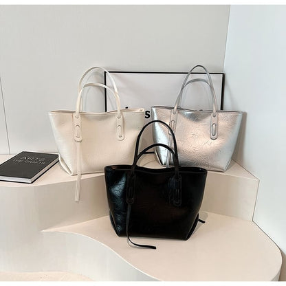 Tote Leather Faux Bag Plain