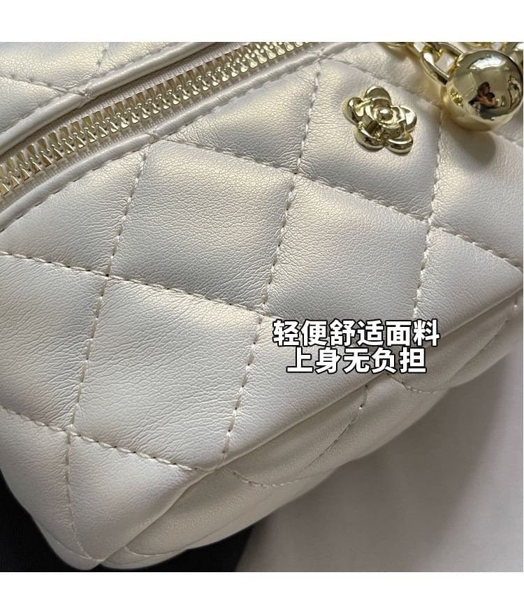 Quilted Strap Faux Crossbody Chain Plain Leather Bag