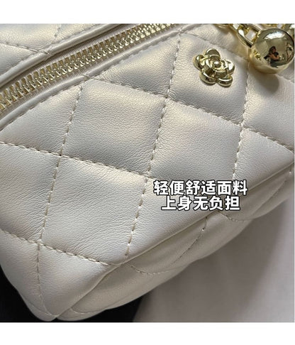 Quilted Strap Faux Crossbody Chain Plain Leather Bag
