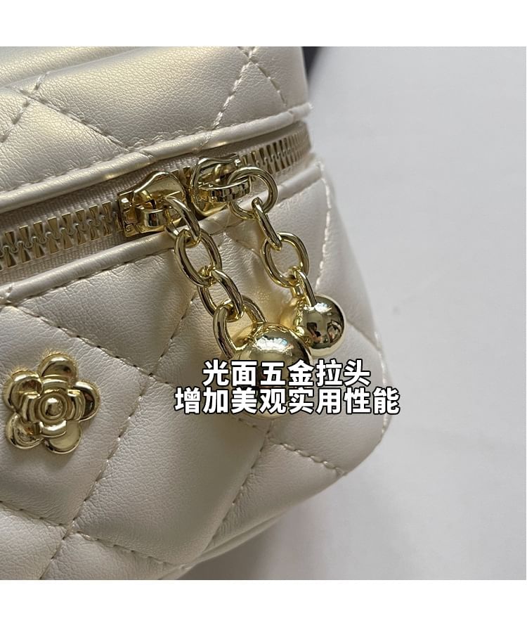 Quilted Strap Faux Crossbody Chain Plain Leather Bag