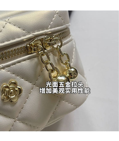 Quilted Strap Faux Crossbody Chain Plain Leather Bag