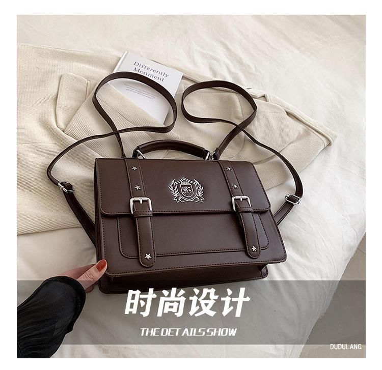 Embroidered Studded Faux Leather Satchel Backpack