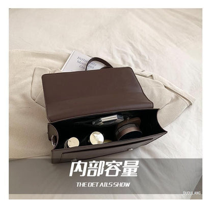 Embroidered Studded Faux Leather Satchel Backpack