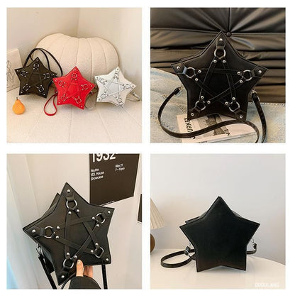 Bag Star Faux Studded Leather Shape Crossbody