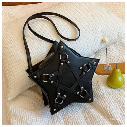 Bag Star Faux Studded Leather Shape Crossbody