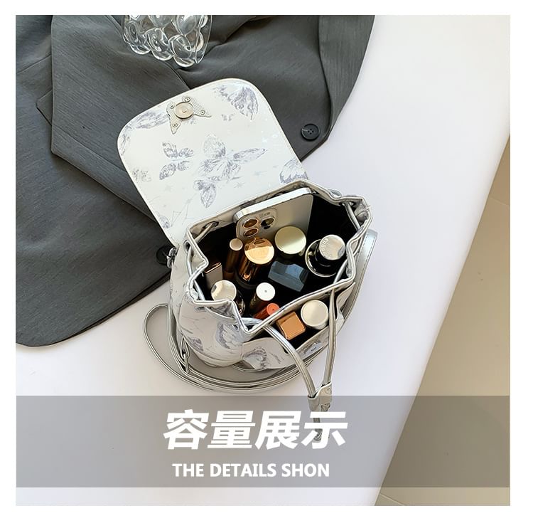 Leather Butterfly Flap Faux Print Backpack