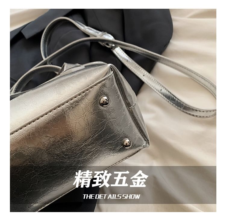 Crossbody Top Faux Leather Handle Bag Plain