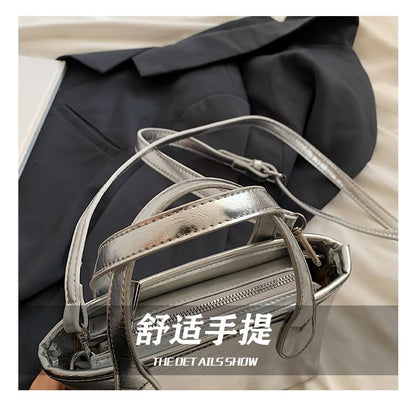 Crossbody Top Faux Leather Handle Bag Plain