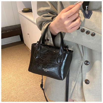 Crossbody Top Faux Leather Handle Bag Plain