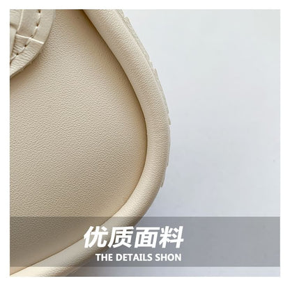 Woven Crossbody Faux Flap Bag Plain Leather